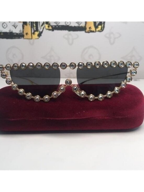 New Authentic Stylish Gold and Black Sunglasses GG0364S 002 main image 10